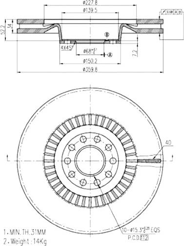 A.Z. Meisterteile AZMT-44-024-1288 - Disque de frein cwaw.fr