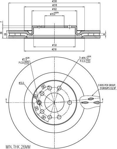 A.Z. Meisterteile AZMT-44-024-2503 - Disque de frein cwaw.fr