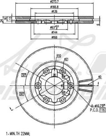 A.Z. Meisterteile AZMT-44-024-2008 - Disque de frein cwaw.fr