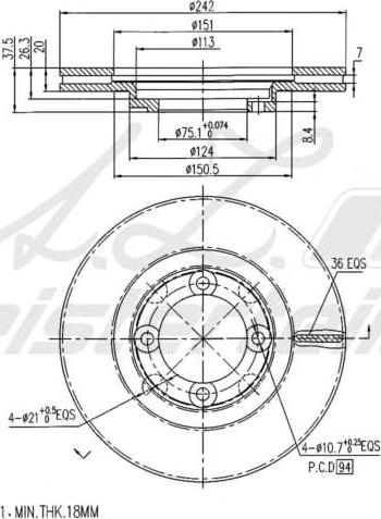 A.Z. Meisterteile AZMT-44-024-2177 - Disque de frein cwaw.fr