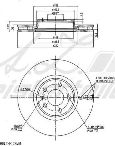 A.Z. Meisterteile AZMT-44-024-2281 - Disque de frein cwaw.fr