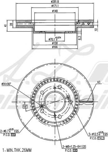 A.Z. Meisterteile AZMT-44-024-2277 - Disque de frein cwaw.fr