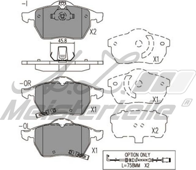 A.Z. Meisterteile AZMT-44-022-2162 - Kit de plaquettes de frein, frein à disque cwaw.fr