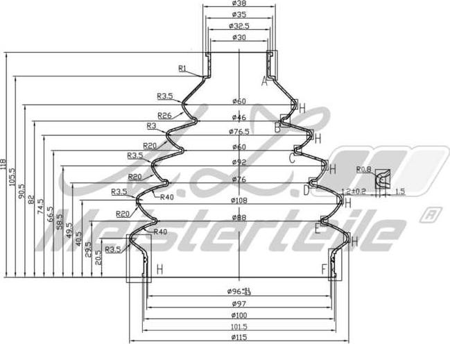 A.Z. Meisterteile AZMT-43-020-1312 - Joint-soufflet, arbre de commande cwaw.fr