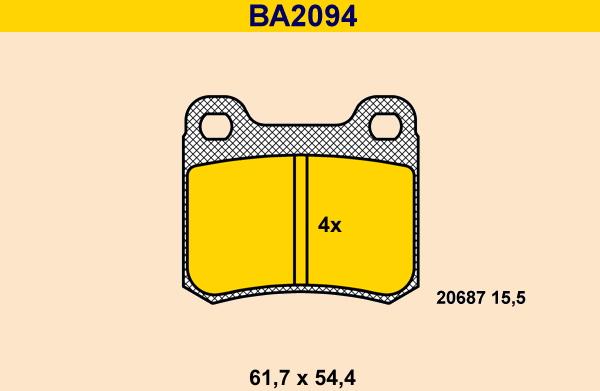 Barum BA2094 - Kit de plaquettes de frein, frein à disque cwaw.fr