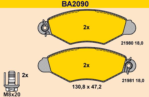 Barum BA2090 - Kit de plaquettes de frein, frein à disque cwaw.fr