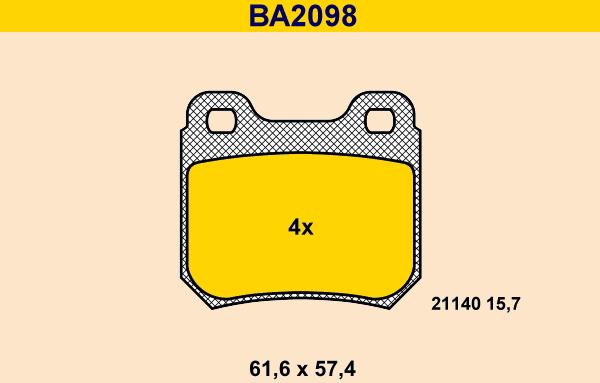 Barum BA2098 - Kit de plaquettes de frein, frein à disque cwaw.fr