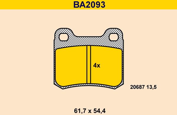 Barum BA2093 - Kit de plaquettes de frein, frein à disque cwaw.fr