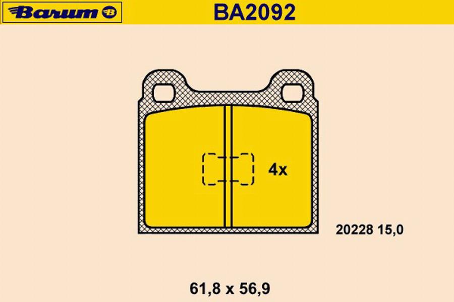 Barum BA2092 - Kit de plaquettes de frein, frein à disque cwaw.fr