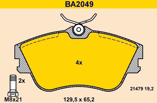 Barum BA2049 - Kit de plaquettes de frein, frein à disque cwaw.fr