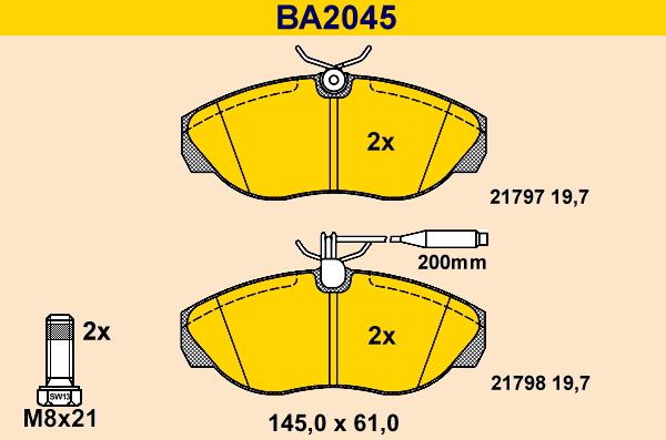 Barum BA2045 - Kit de plaquettes de frein, frein à disque cwaw.fr