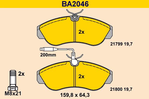 Barum BA2046 - Kit de plaquettes de frein, frein à disque cwaw.fr