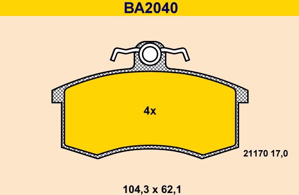 Barum BA2040 - Kit de plaquettes de frein, frein à disque cwaw.fr