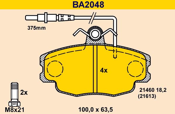 Barum BA2048 - Kit de plaquettes de frein, frein à disque cwaw.fr