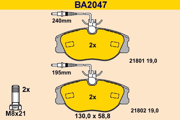 Barum BA2047 - Kit de plaquettes de frein, frein à disque cwaw.fr