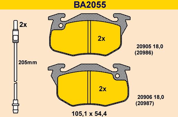 Barum BA2055 - Kit de plaquettes de frein, frein à disque cwaw.fr