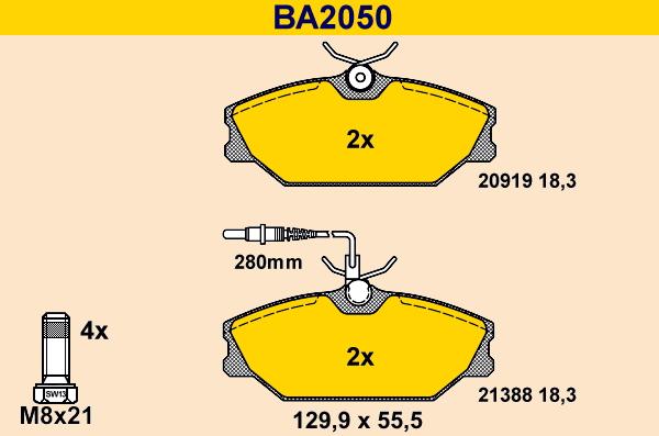 Barum BA2050 - Kit de plaquettes de frein, frein à disque cwaw.fr