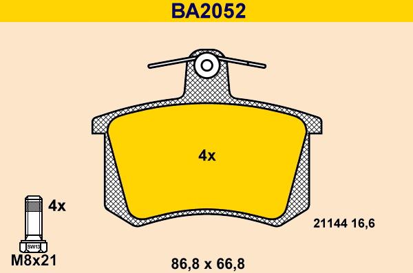 Barum BA2052 - Kit de plaquettes de frein, frein à disque cwaw.fr