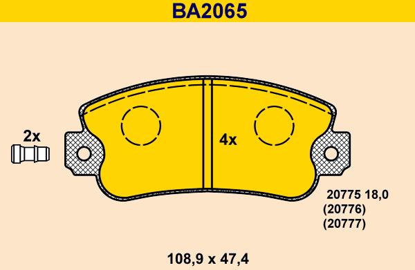 Barum BA2065 - Kit de plaquettes de frein, frein à disque cwaw.fr