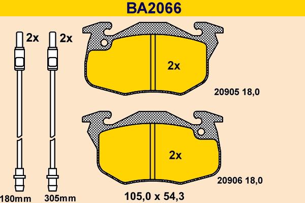 Barum BA2066 - Kit de plaquettes de frein, frein à disque cwaw.fr