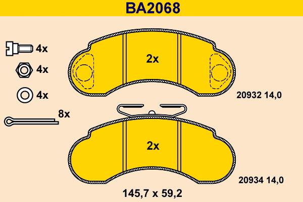 Barum BA2068 - Kit de plaquettes de frein, frein à disque cwaw.fr