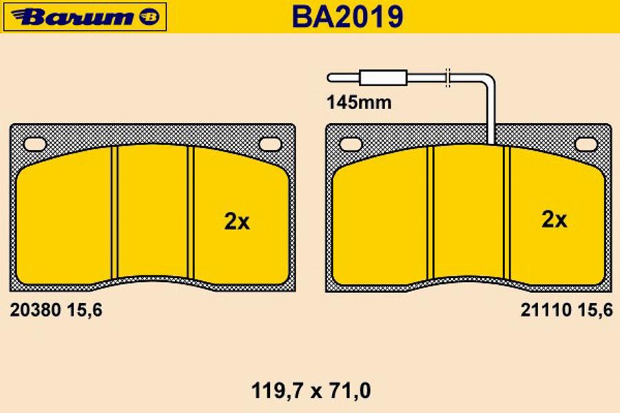 Barum BA2019 - Kit de plaquettes de frein, frein à disque cwaw.fr