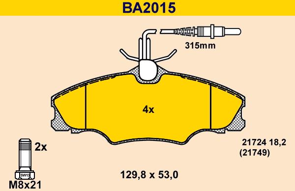 Barum BA2015 - Kit de plaquettes de frein, frein à disque cwaw.fr