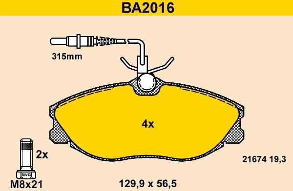 Barum BA2016 - Kit de plaquettes de frein, frein à disque cwaw.fr