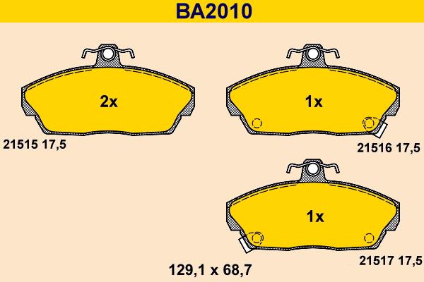 Barum BA2010 - Kit de plaquettes de frein, frein à disque cwaw.fr