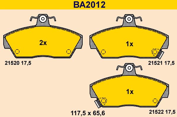 Barum BA2012 - Kit de plaquettes de frein, frein à disque cwaw.fr