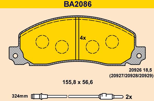 Barum BA2086 - Kit de plaquettes de frein, frein à disque cwaw.fr