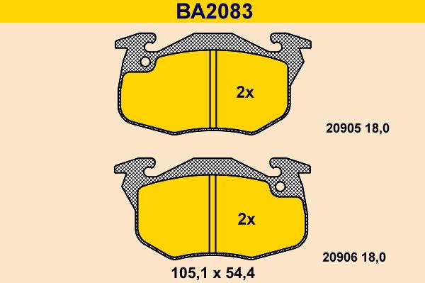 Barum BA2083 - Kit de plaquettes de frein, frein à disque cwaw.fr