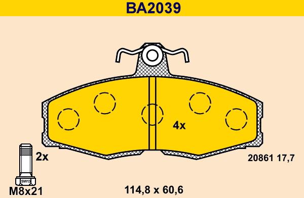 Barum BA2039 - Kit de plaquettes de frein, frein à disque cwaw.fr