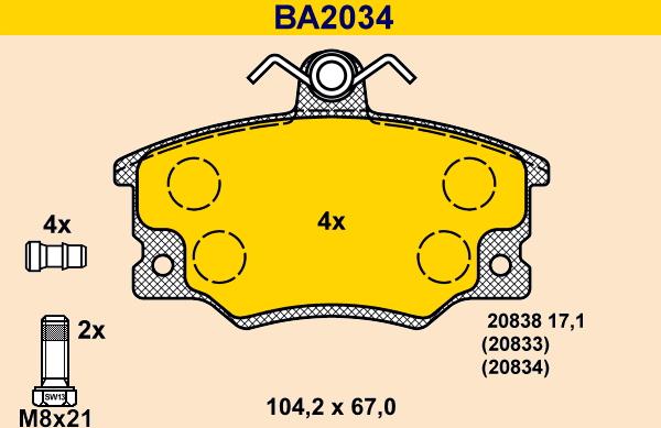 Barum BA2034 - Kit de plaquettes de frein, frein à disque cwaw.fr