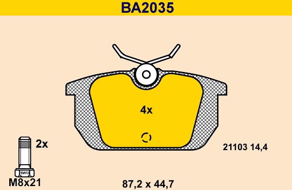 Barum BA2035 - Kit de plaquettes de frein, frein à disque cwaw.fr