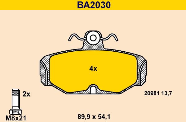 Barum BA2030 - Kit de plaquettes de frein, frein à disque cwaw.fr