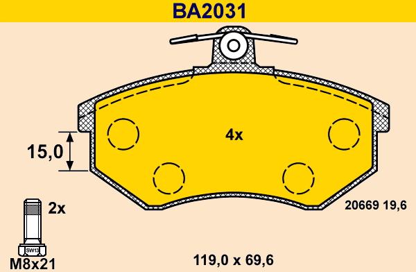 Barum BA2031 - Kit de plaquettes de frein, frein à disque cwaw.fr