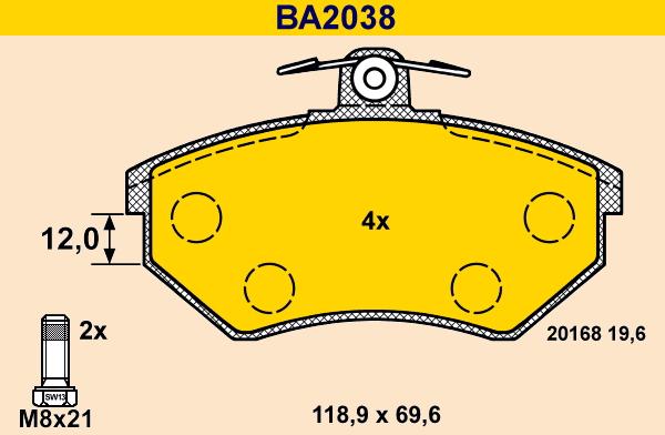 Barum BA2038 - Kit de plaquettes de frein, frein à disque cwaw.fr