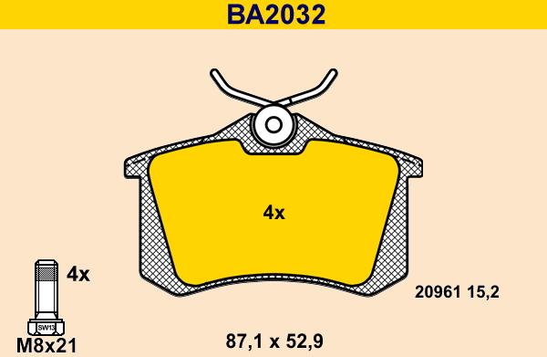 Barum BA2032 - Kit de plaquettes de frein, frein à disque cwaw.fr