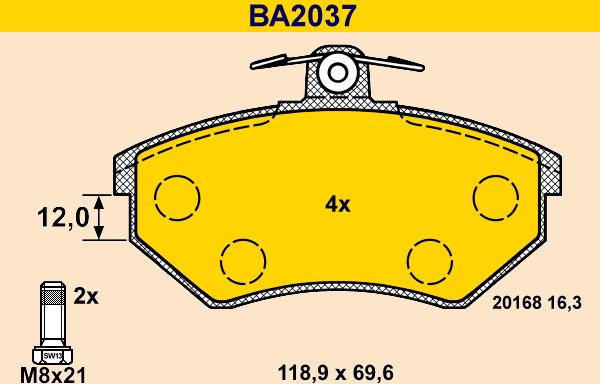 Barum BA2037 - Kit de plaquettes de frein, frein à disque cwaw.fr