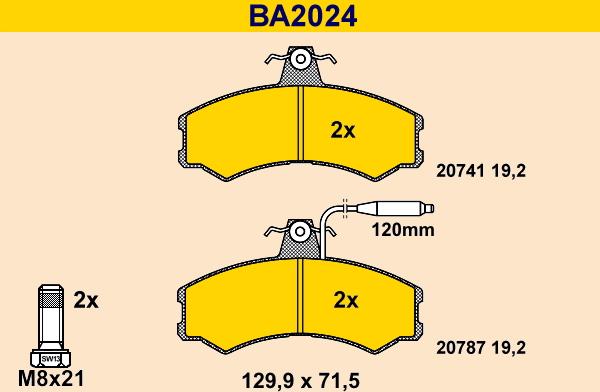 Barum BA2024 - Kit de plaquettes de frein, frein à disque cwaw.fr