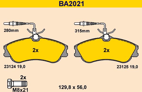 Barum BA2021 - Kit de plaquettes de frein, frein à disque cwaw.fr