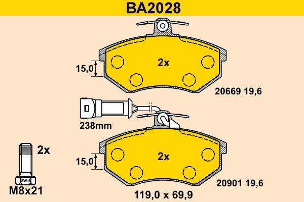 Barum BA2028 - Kit de plaquettes de frein, frein à disque cwaw.fr