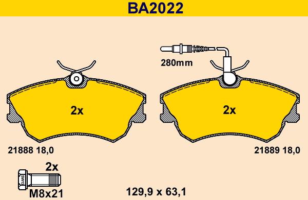 Barum BA2022 - Kit de plaquettes de frein, frein à disque cwaw.fr