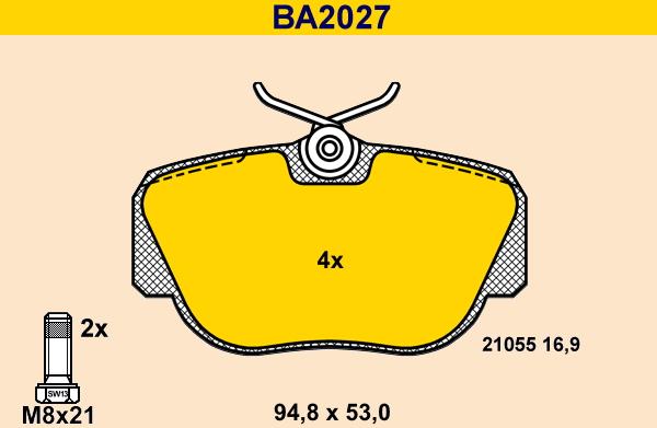 Barum BA2027 - Kit de plaquettes de frein, frein à disque cwaw.fr