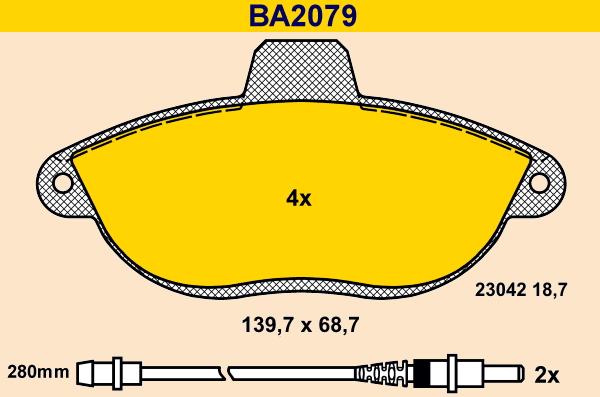 Barum BA2079 - Kit de plaquettes de frein, frein à disque cwaw.fr