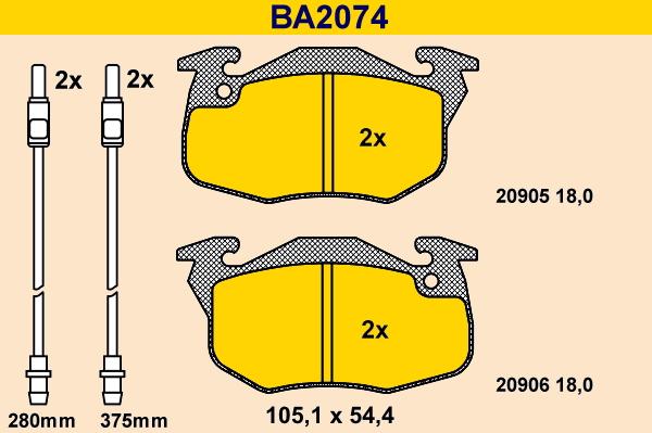 Barum BA2074 - Kit de plaquettes de frein, frein à disque cwaw.fr