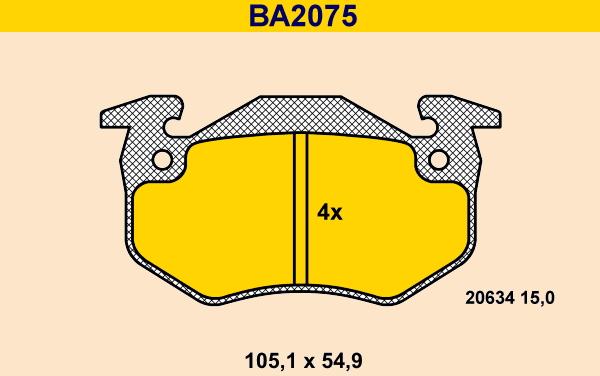 Barum BA2075 - Kit de plaquettes de frein, frein à disque cwaw.fr