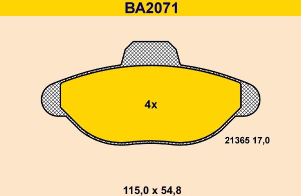 Barum BA2071 - Kit de plaquettes de frein, frein à disque cwaw.fr