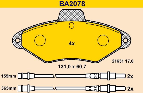 Barum BA2078 - Kit de plaquettes de frein, frein à disque cwaw.fr